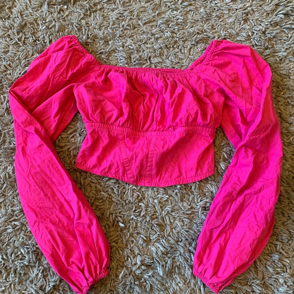 Vibrant Pink Off-Shoulder Crop Top